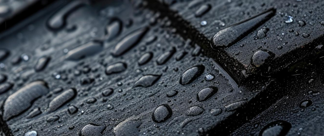 water drops on a black surface